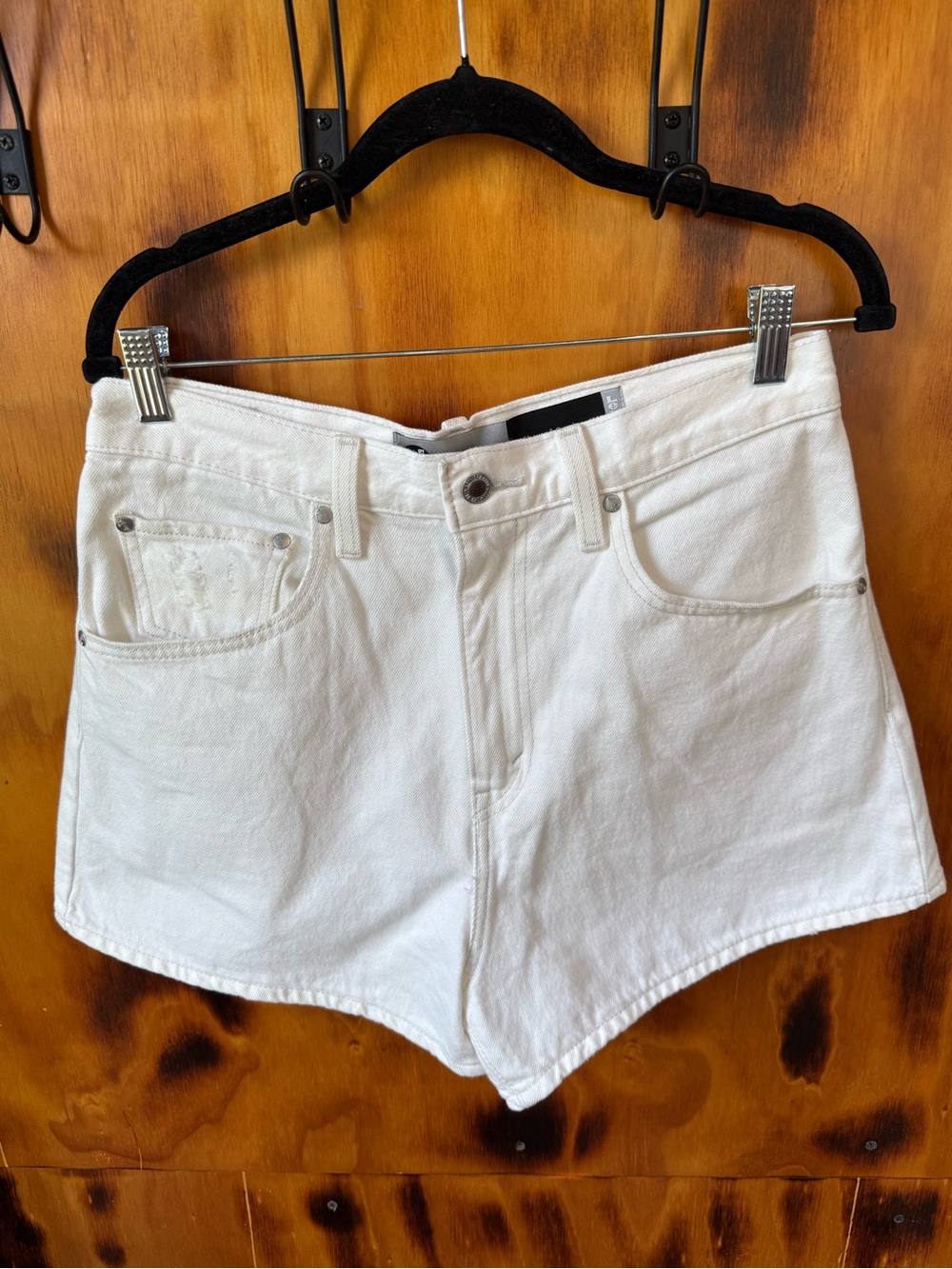 Women’s White Denim Mom Shorts - Classic High-Rise